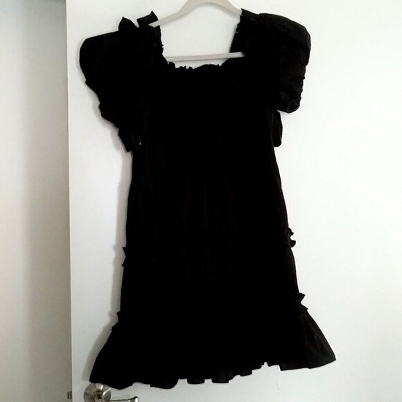 Anthropologie Love the Label Black Off-Shoulder Mini Dress - Picture 10 of 13